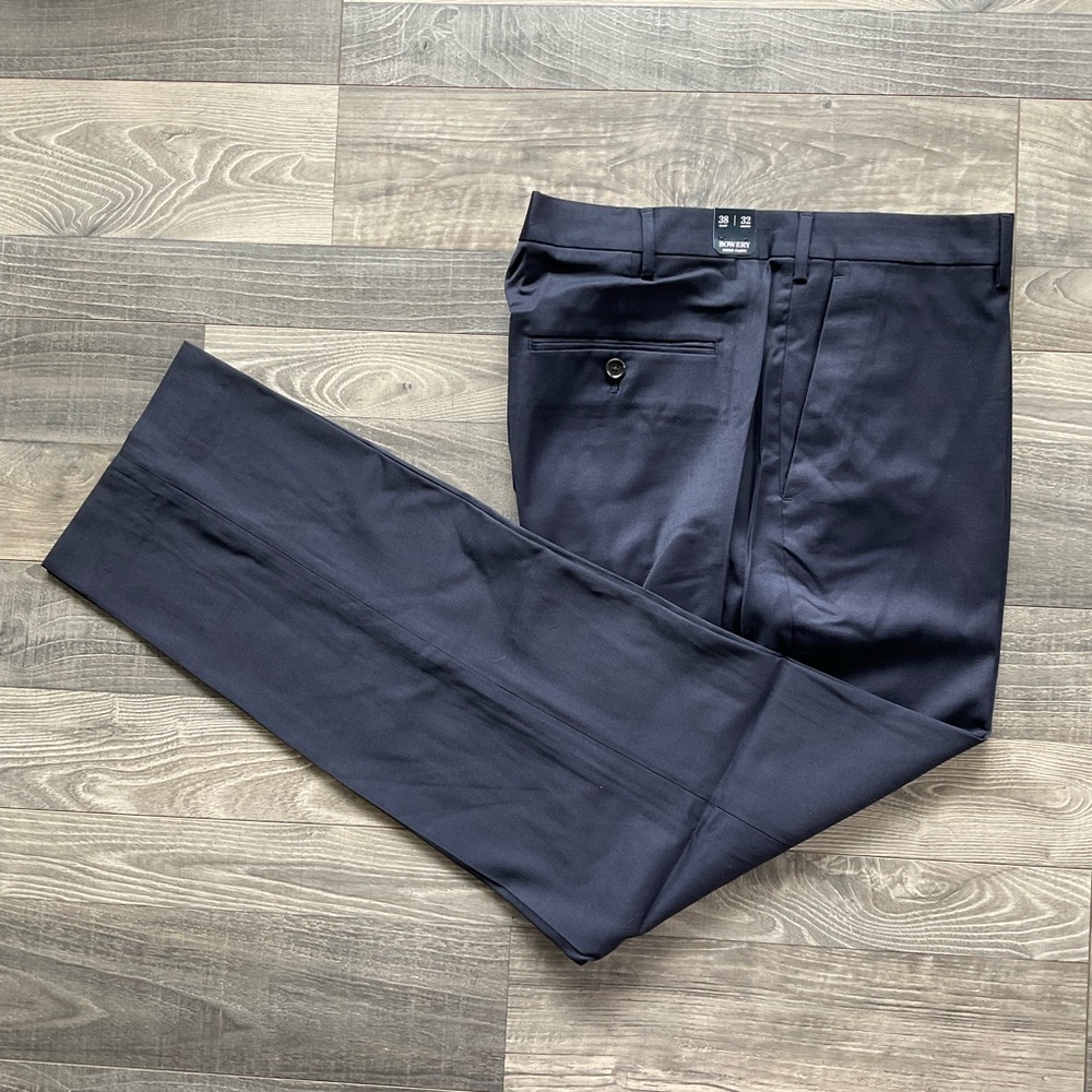 38x32 NWT J Crew Bowery Dress Pant Wool Blend Men’s Navy Slim Fit BQ424
